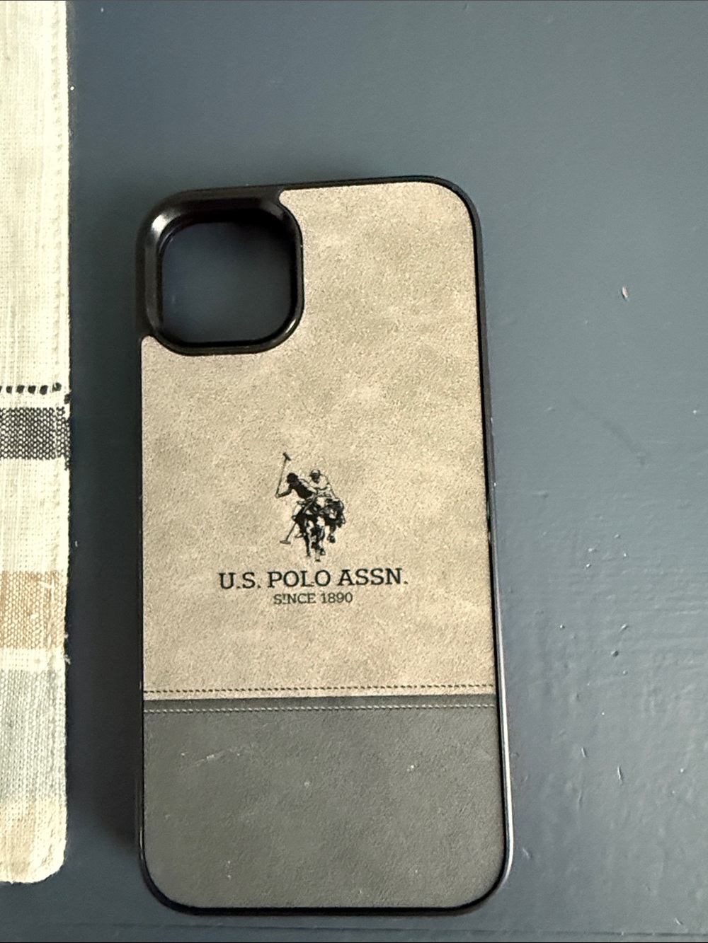 U.S. Polo Assn. Two-Tone Tan & Dark Gray Men’s Phone Case for iPhone 13 and 14
